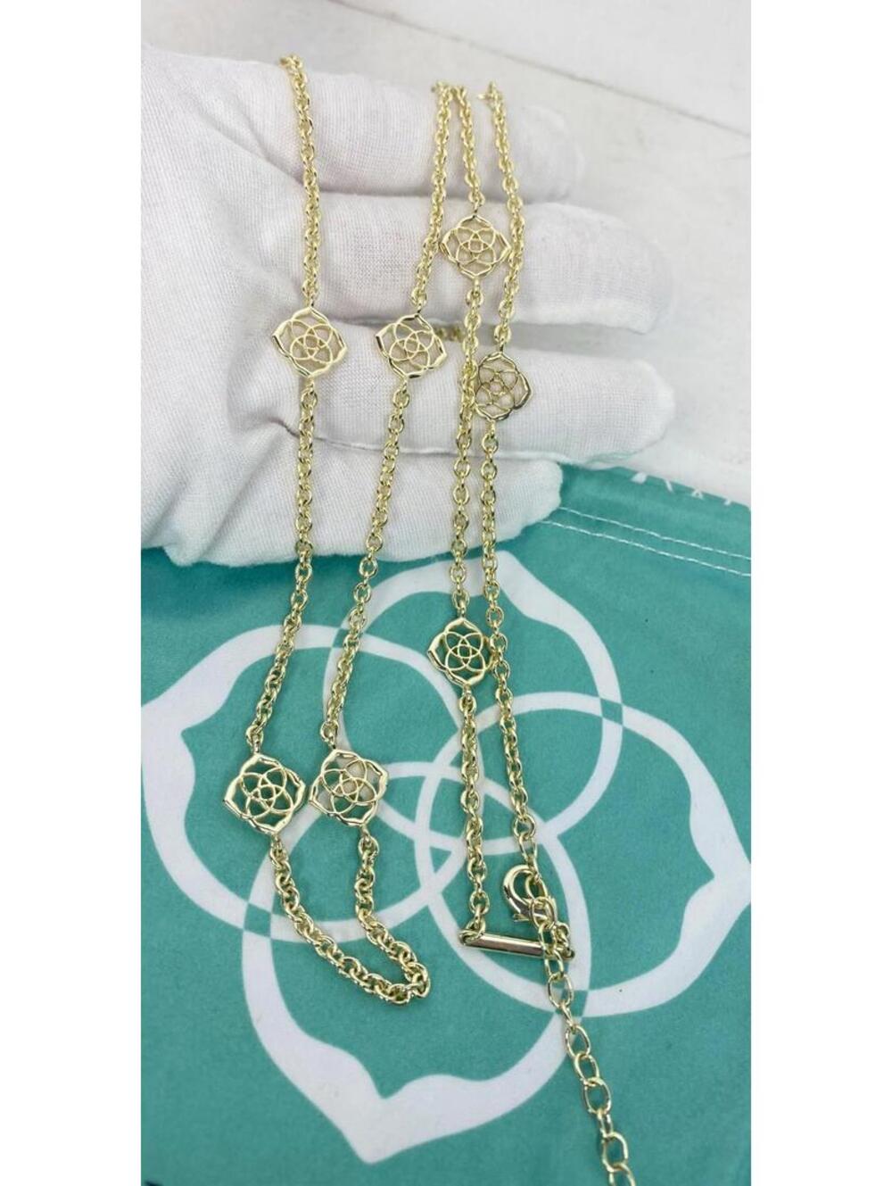 Kendra Scott Nemera Gold Tone Logo Long Necklace Retired